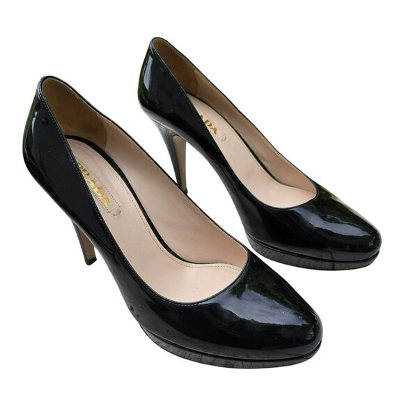 Prada Womens Black Patent Leather High Heel Pumps Size 9 (40.5) JJ4099 - Picture 3 of 16